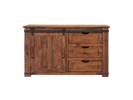 50" Brown Solid Wood Enclosed Storage Distressed TV Stand-1