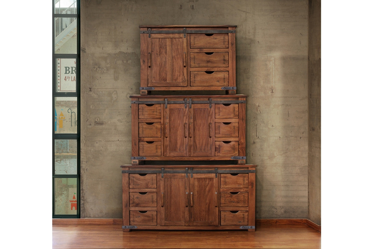 50" Brown Solid Wood Enclosed Storage Distressed TV Stand-5