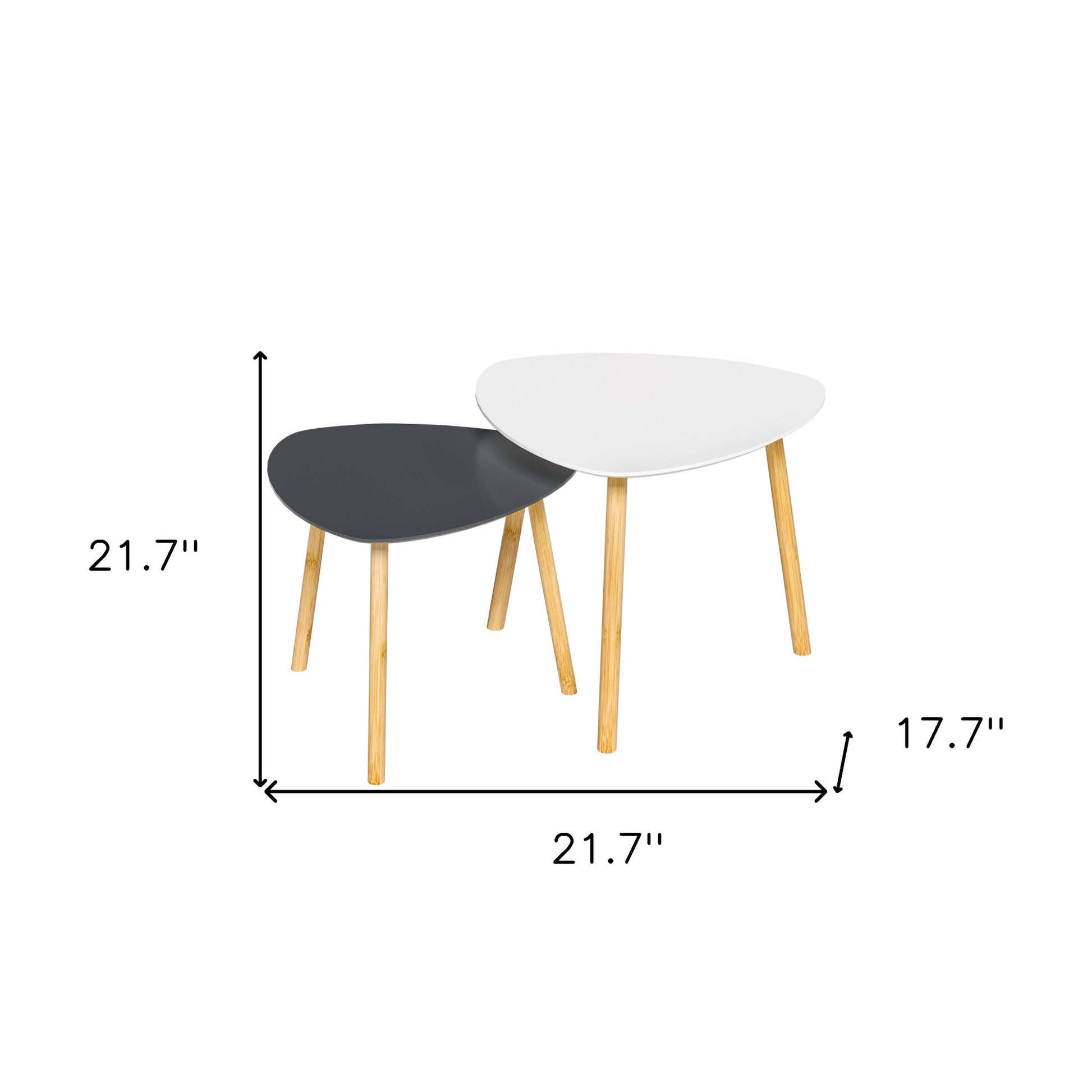 Set of Two 22" Oak And Gray and White Nested Tables - Loft&Timber