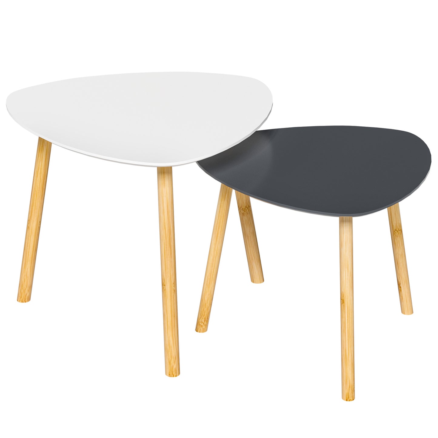 Set of Two 22" Oak And Gray and White Nested Tables - Loft&Timber