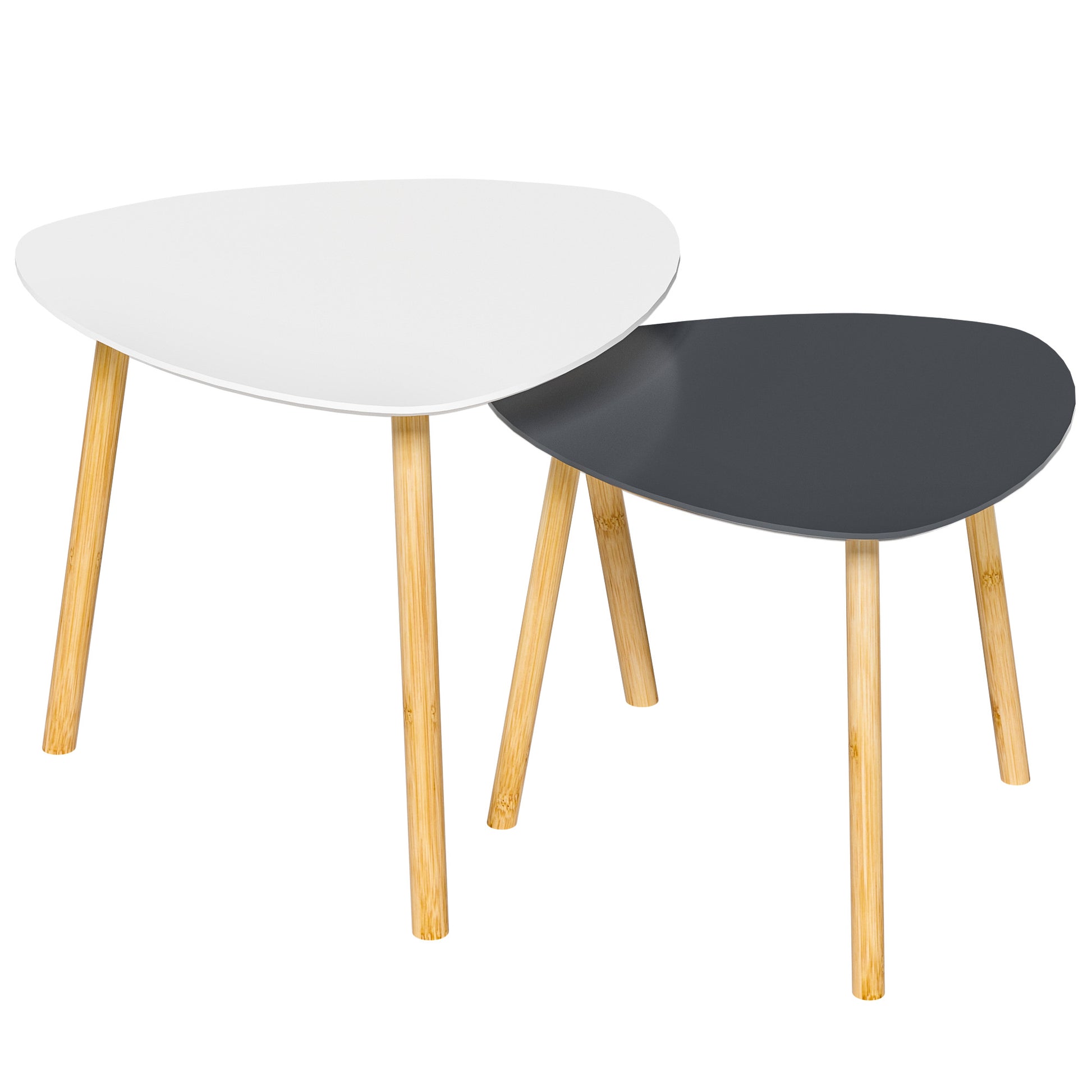 Set of Two 22" Oak And Gray and White Nested Tables - Loft&Timber