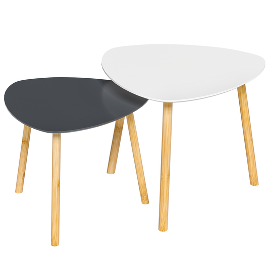 Set of Two 22" Oak And Gray and White Nested Tables - Loft&Timber