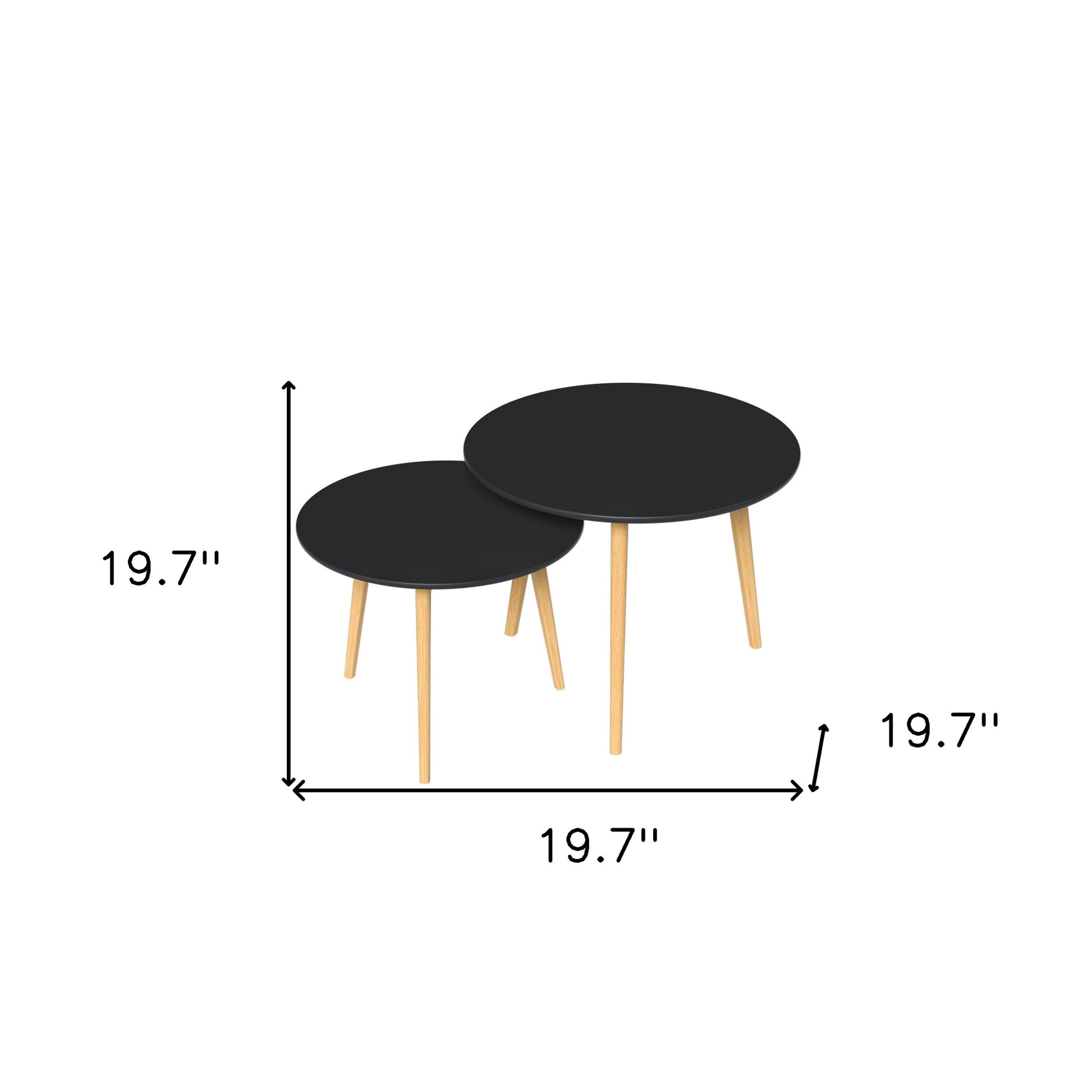 Set Of Two 20" Wood Brown And Black Round Nested Tables - Loft&Timber