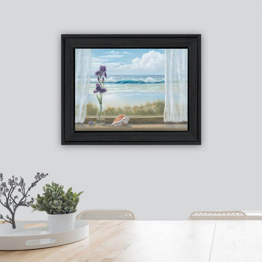 Irises on Windowsill Black Framed Print Wall Art - Loft&Timber