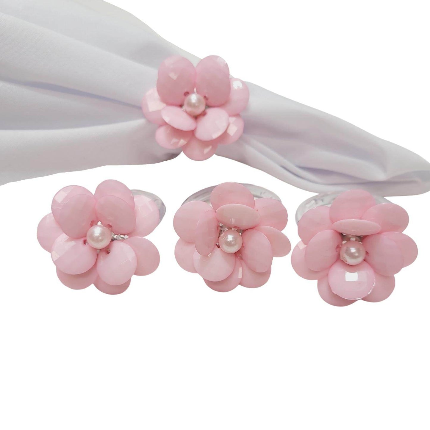 Maison Charlô | Set of 4 Delicate Flower Napkin Rings | Wedding, Thanksgiving, Christmas, New Year, Wedding, Banquet, Birthday - Loft&Timber