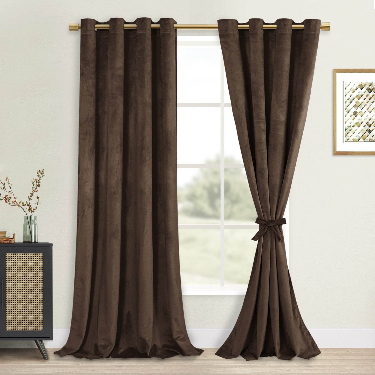 DWCN Velvet Blackout Curtains with Tiebacks, Set of 2 Panels - Loft&Timber
