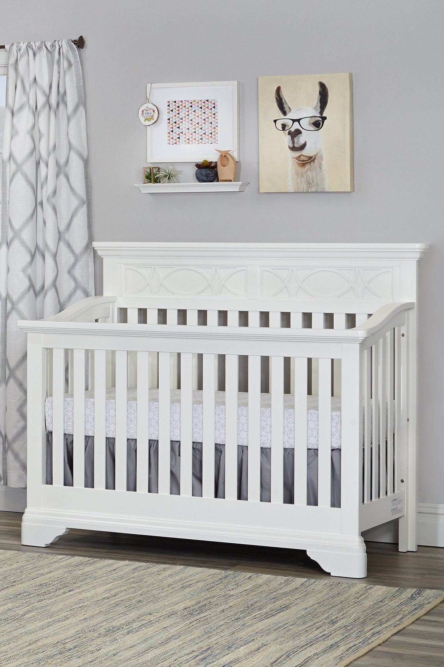 White Solid and Manufactured Wood Standard Four In One Convertible Crib - Loft&Timber