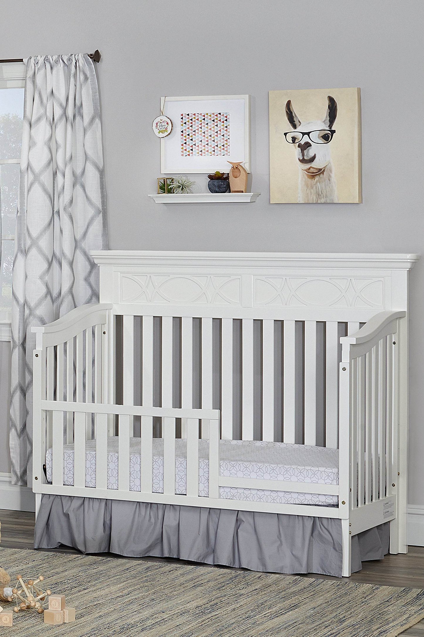 White Solid and Manufactured Wood Standard Four In One Convertible Crib - Loft&Timber