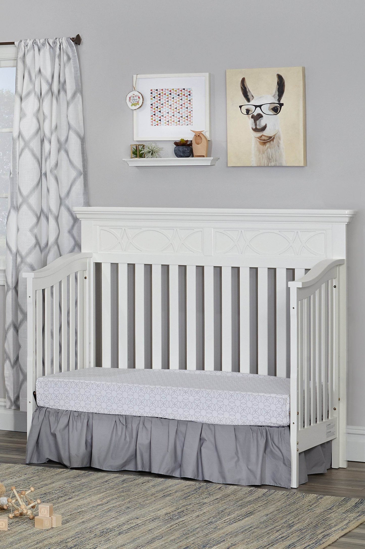 White Solid and Manufactured Wood Standard Four In One Convertible Crib - Loft&Timber
