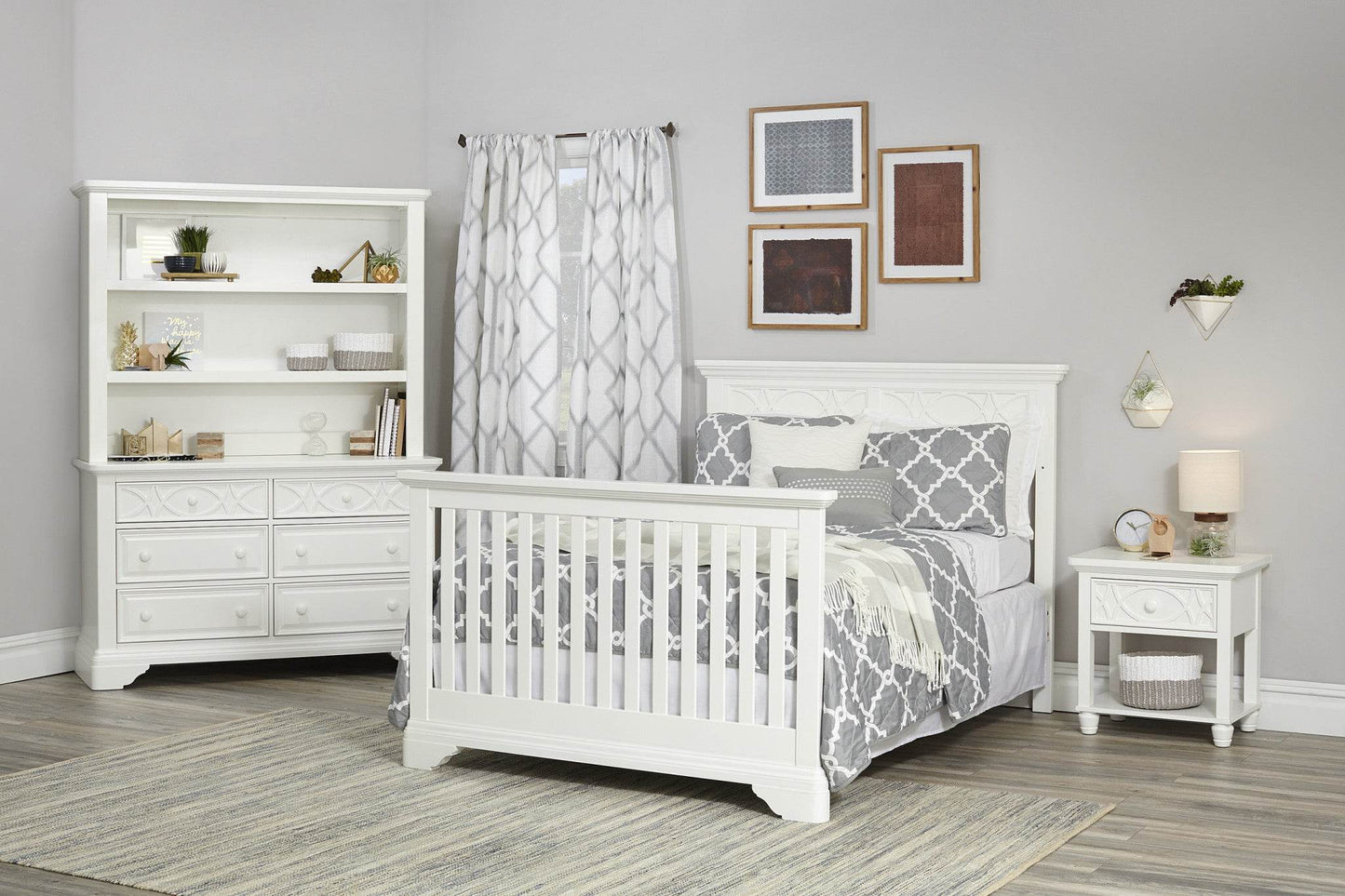 White Solid and Manufactured Wood Standard Four In One Convertible Crib - Loft&Timber