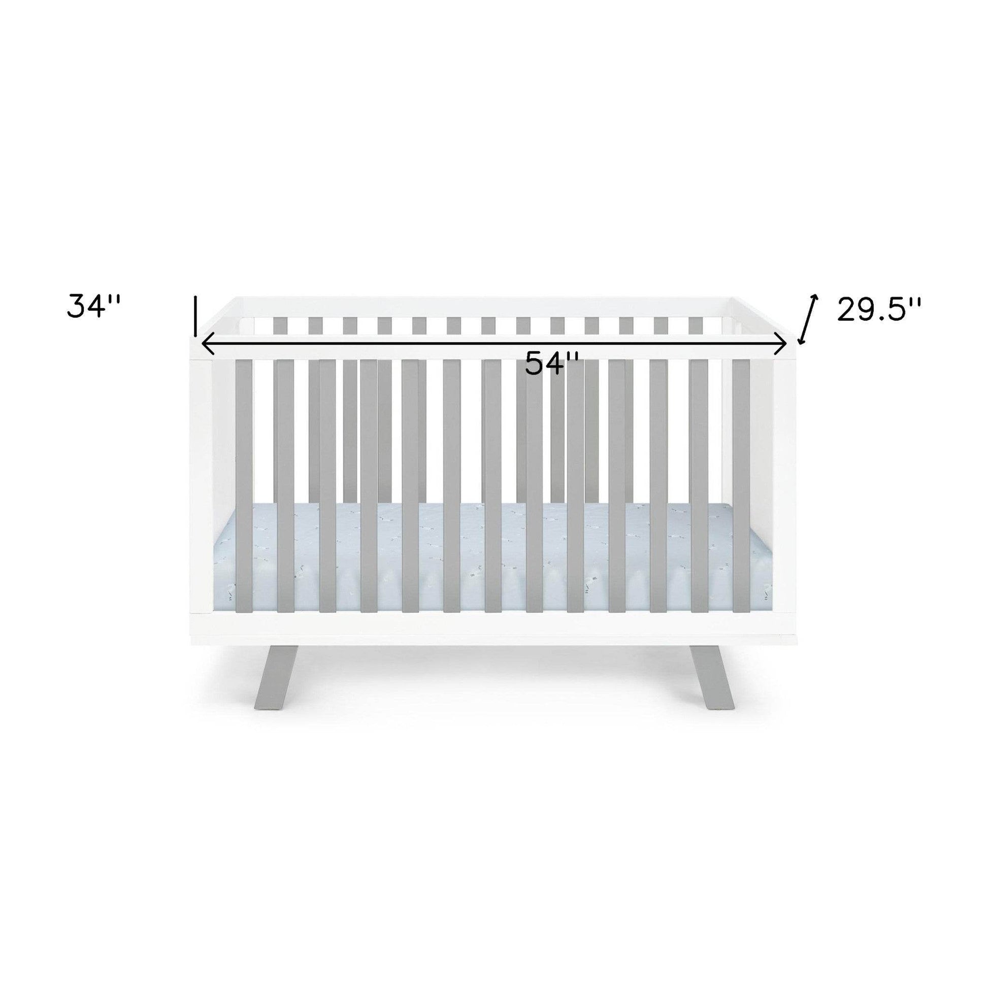 Gray and White Solid and Manufactured Wood Standard Three In One Convertible Crib - Loft&Timber