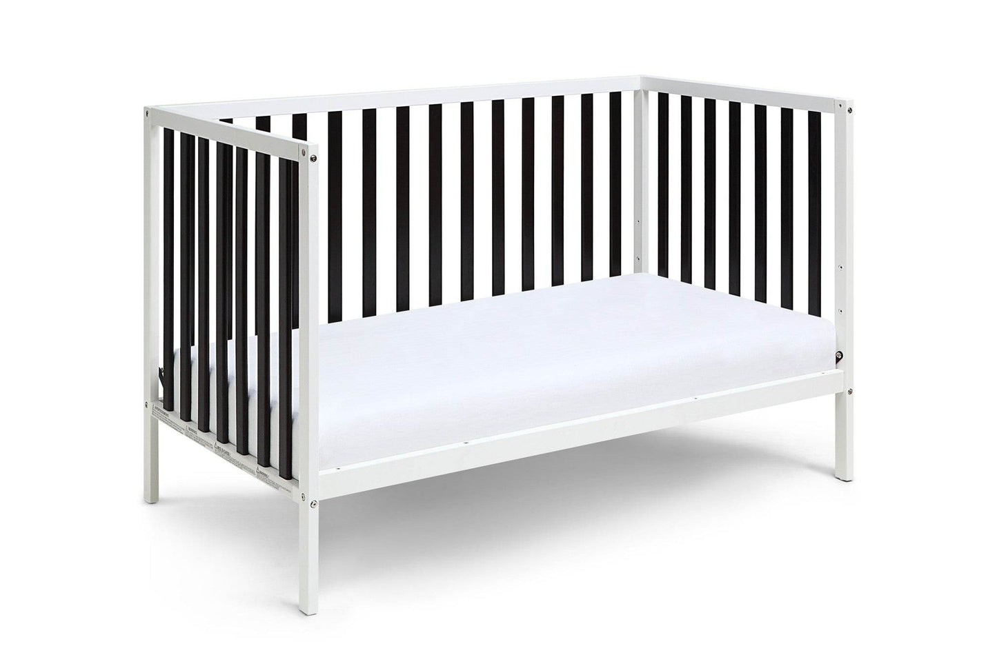 Black and White Solid and Manufactured Wood Standard Three In One Convertible Crib - Loft&Timber