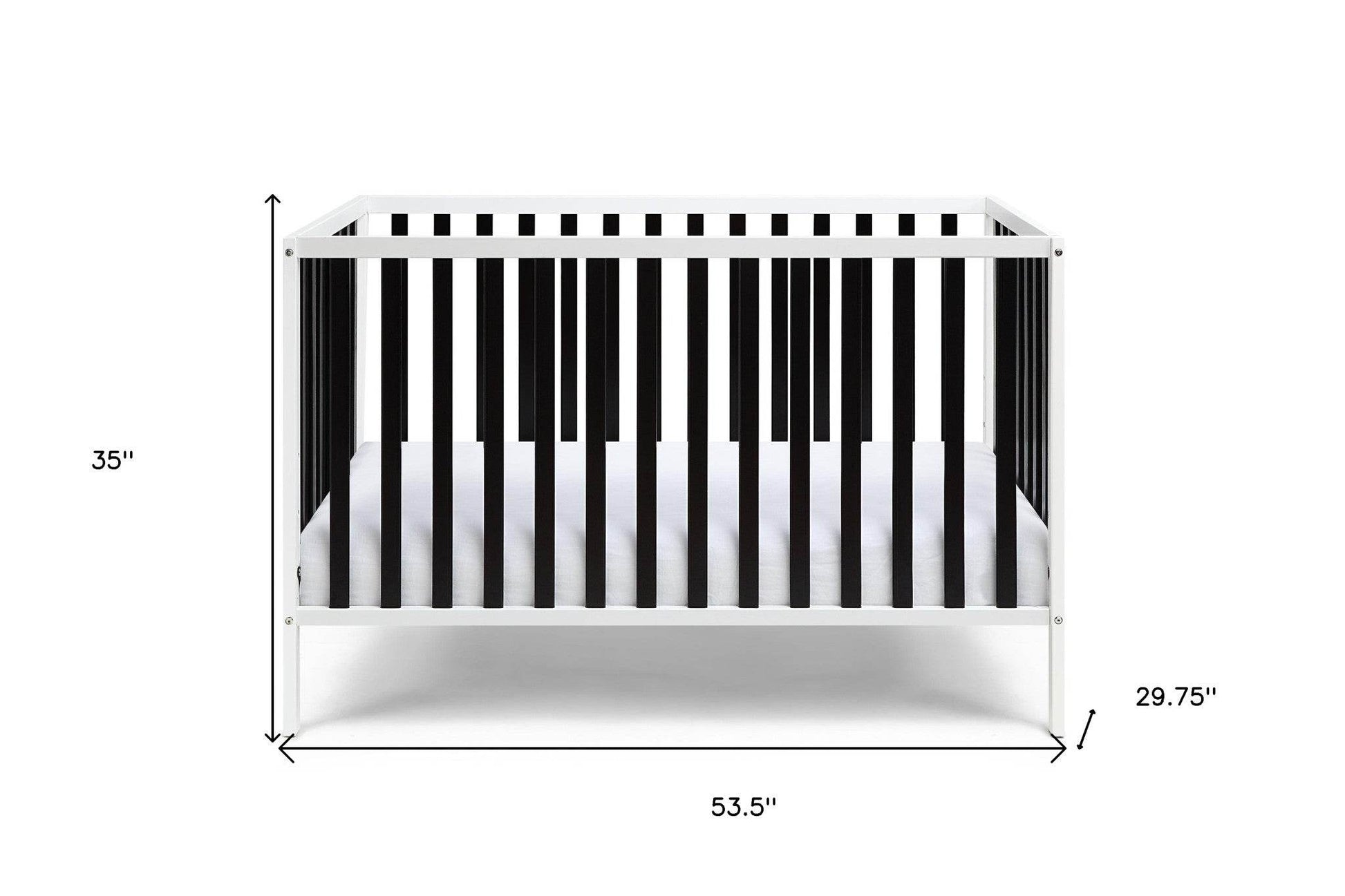 Black and White Solid and Manufactured Wood Standard Three In One Convertible Crib - Loft&Timber