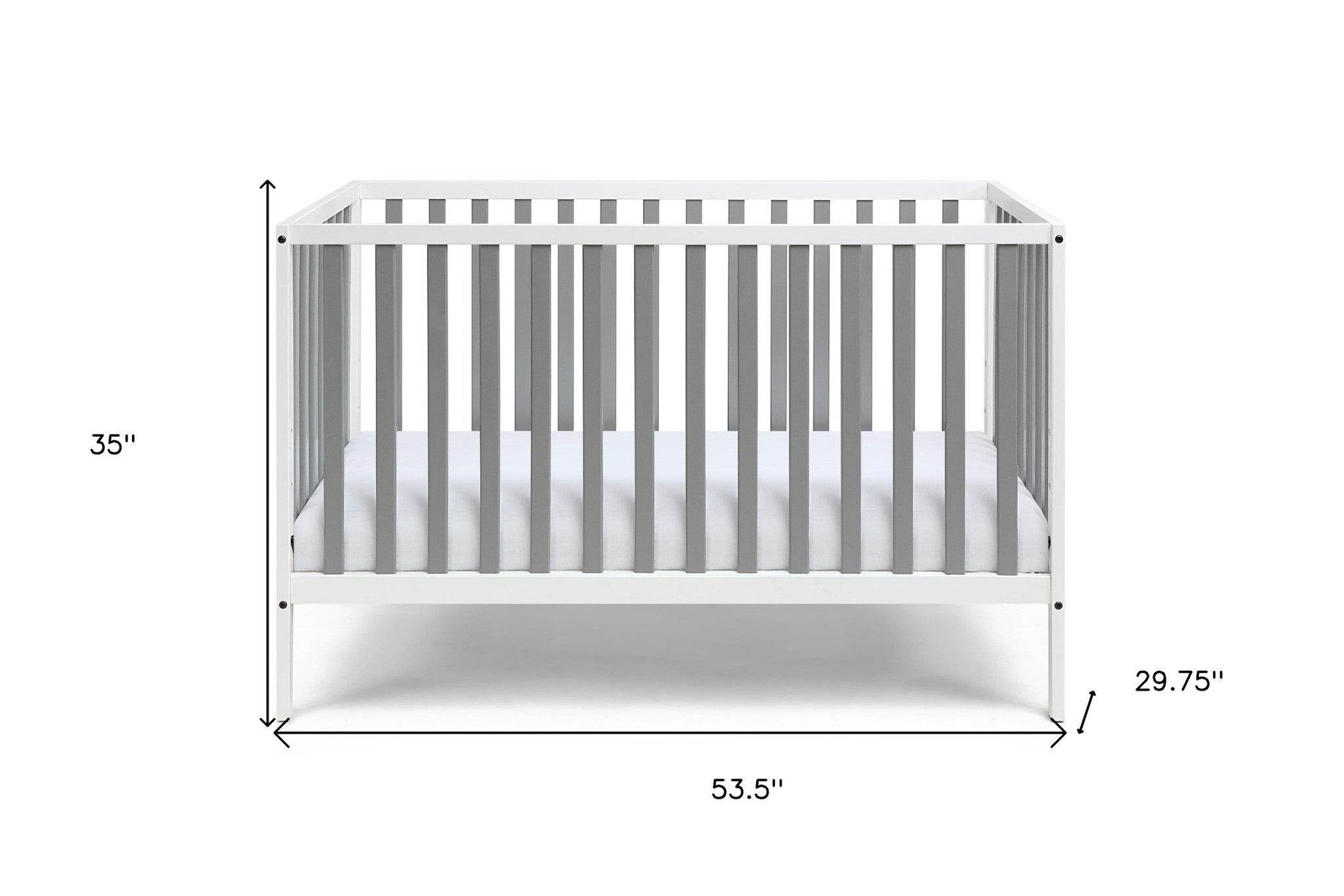 Gray and White Solid and Manufactured Wood Standard Three In One Convertible Crib - Loft&Timber