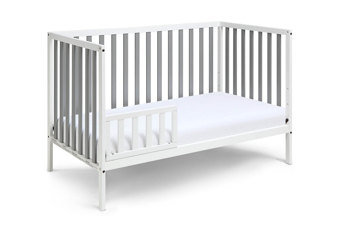 Gray and White Solid and Manufactured Wood Standard Three In One Convertible Crib - Loft&Timber