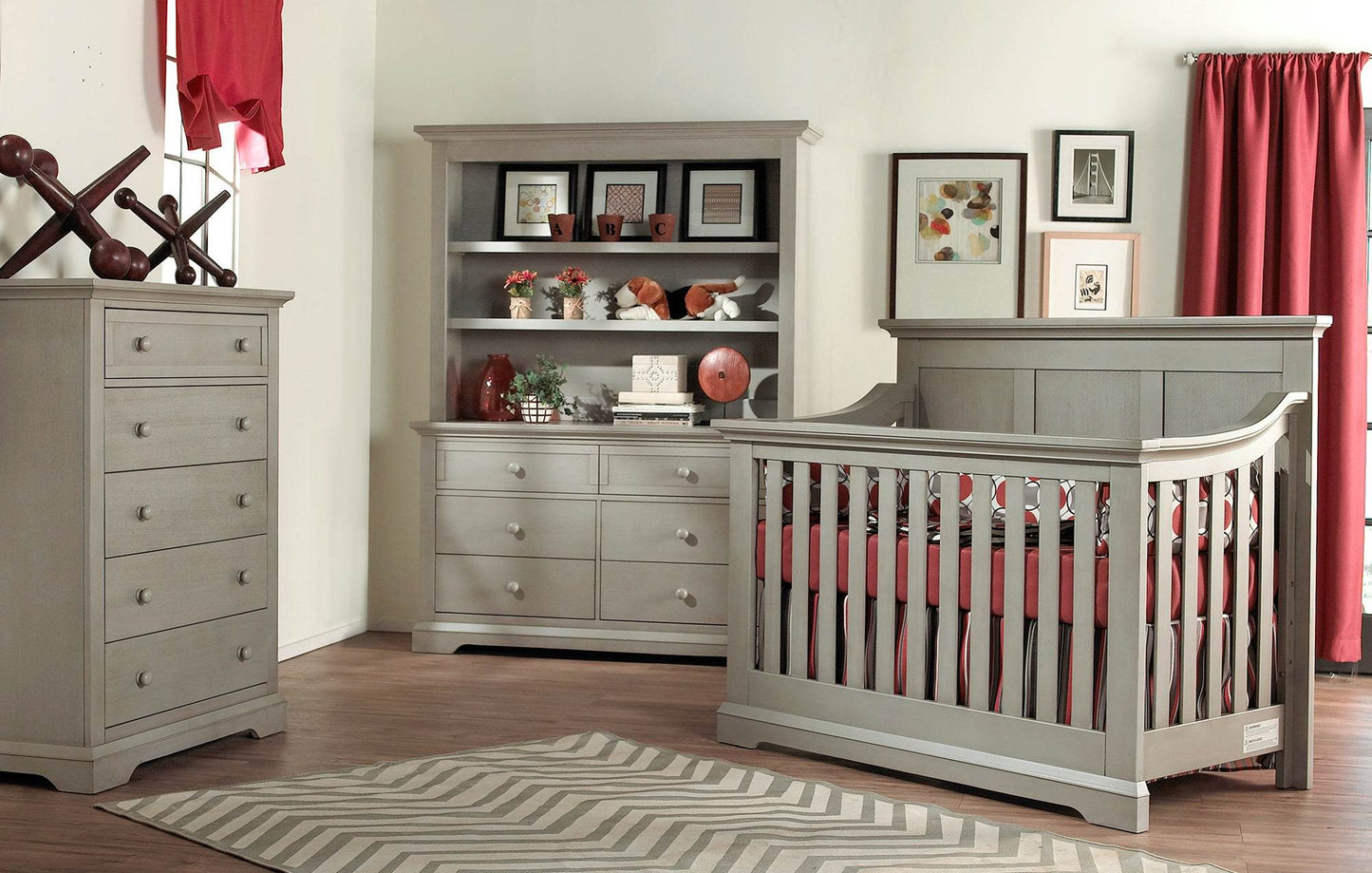 Ash Gray Solid and Manufactured Wood Standard Four In One Convertible Crib - Loft&Timber