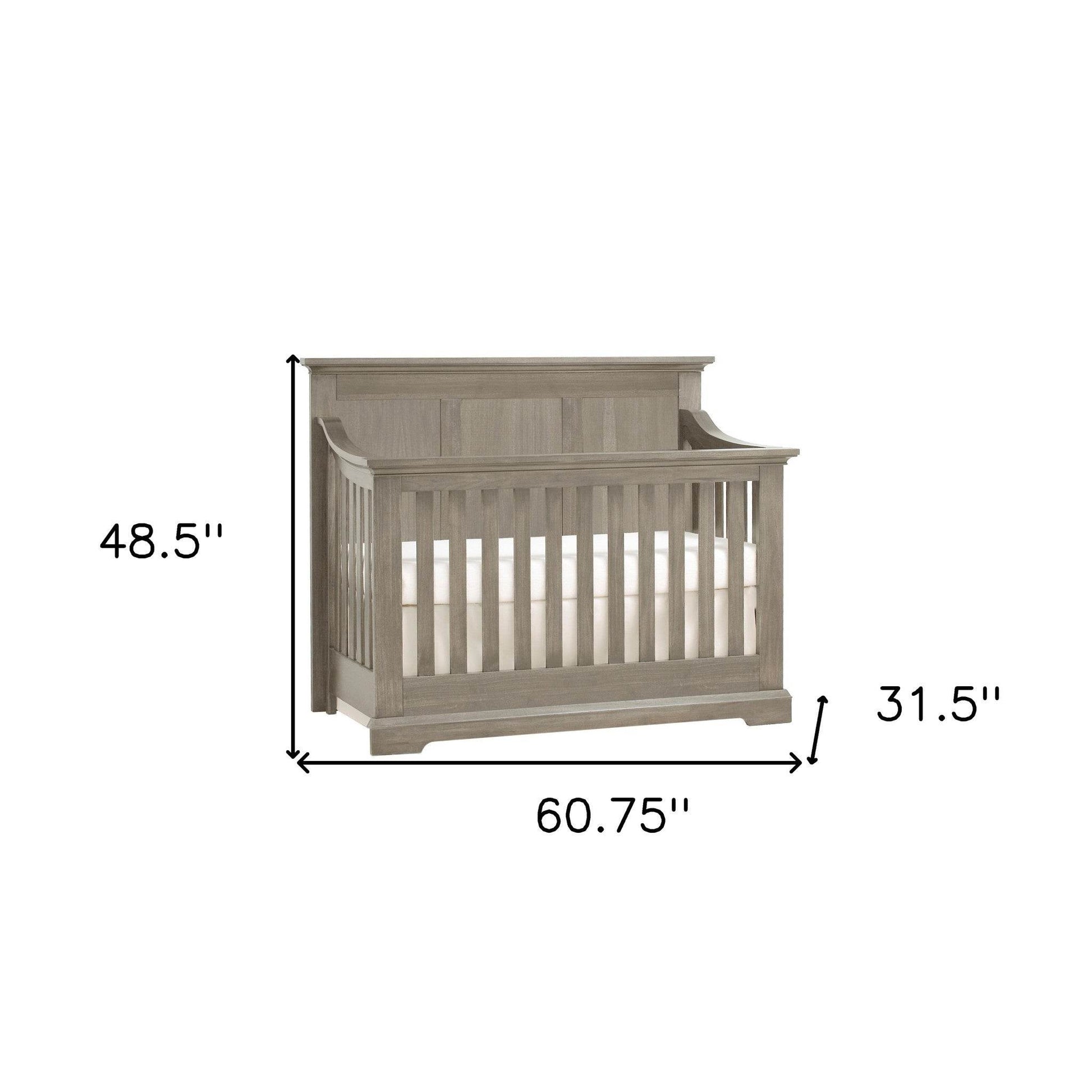 Ash Gray Solid and Manufactured Wood Standard Four In One Convertible Crib - Loft&Timber