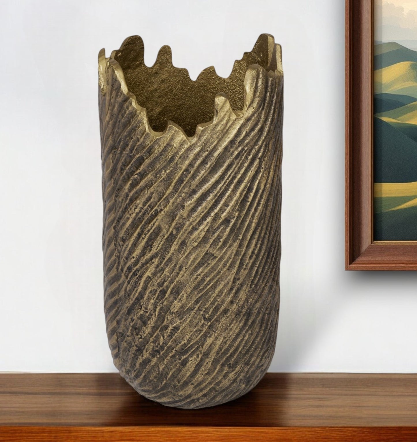 17" Gold Abstract Aluminum Table Vase - Loft&Timber