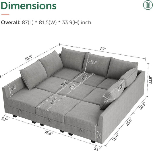 Modular Sectional Sofa with Storage in Gray - Loft&Timber