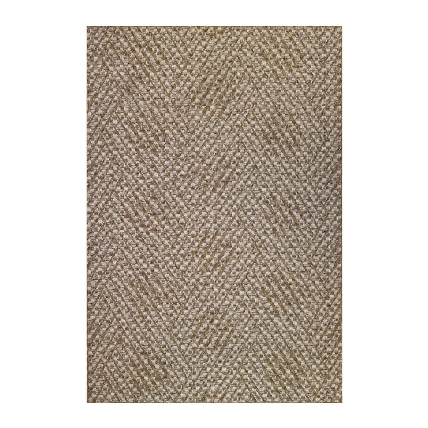 8' Runner Beige Geometric Stain Resistant Indoor Outdoor Runner Rug - Loft&Timber
