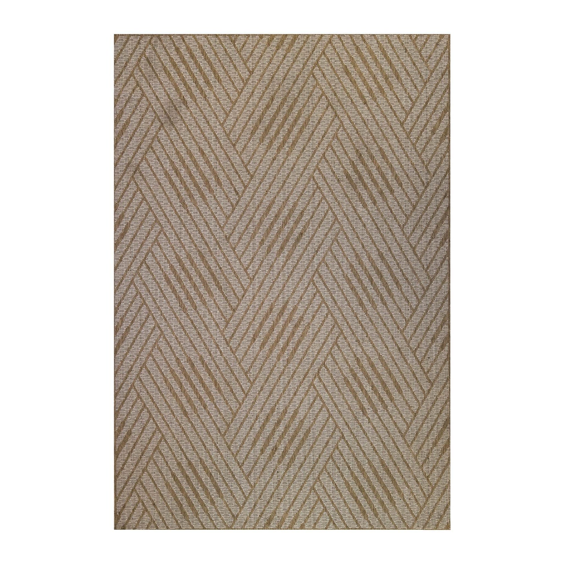 8' Runner Beige Geometric Stain Resistant Indoor Outdoor Runner Rug - Loft&Timber