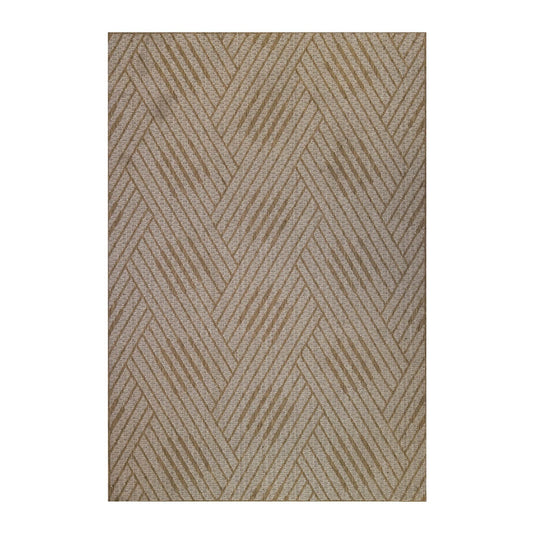 8' Runner Beige Geometric Stain Resistant Indoor Outdoor Runner Rug - Loft&Timber