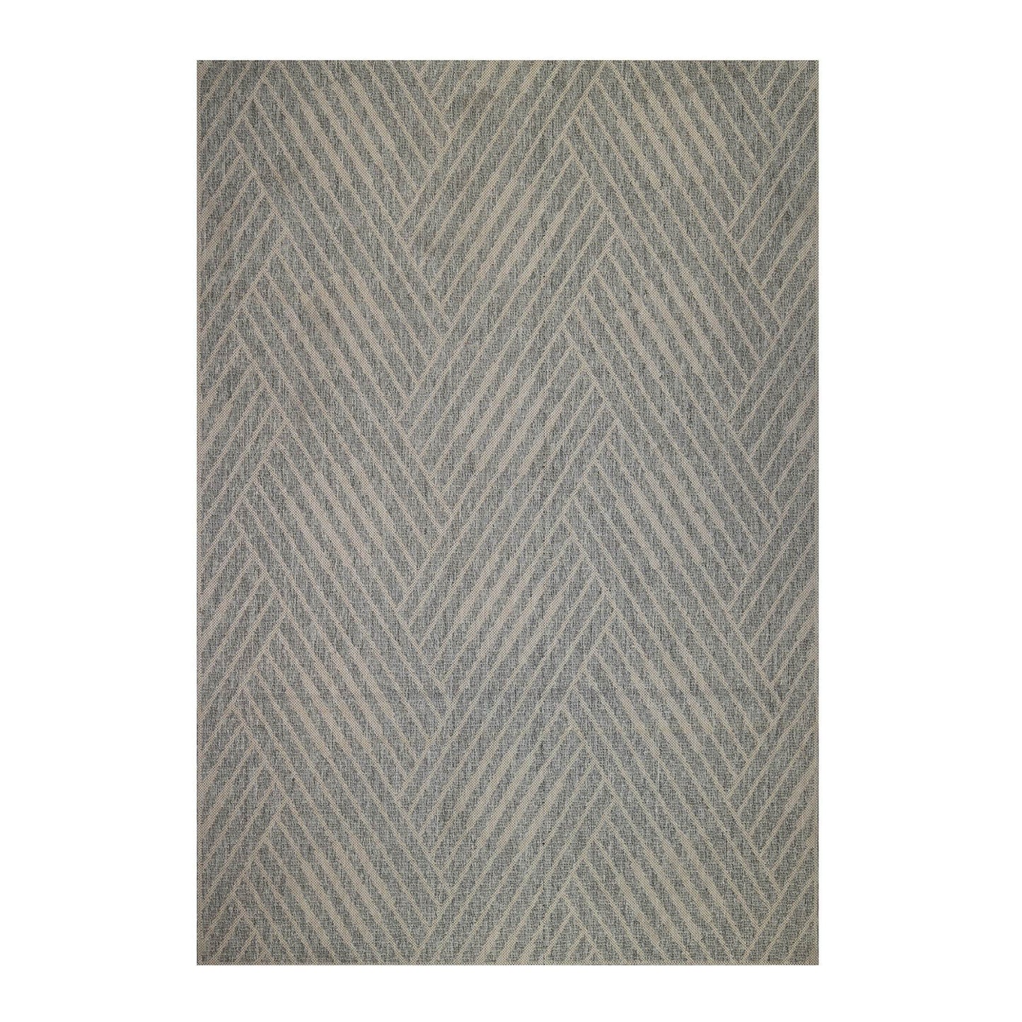 8' Runner Gray Geometric Stain Resistant Indoor Outdoor Runner Rug - Loft&Timber