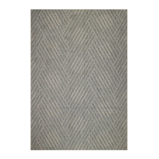 8' Runner Gray Geometric Stain Resistant Indoor Outdoor Runner Rug - Loft&Timber