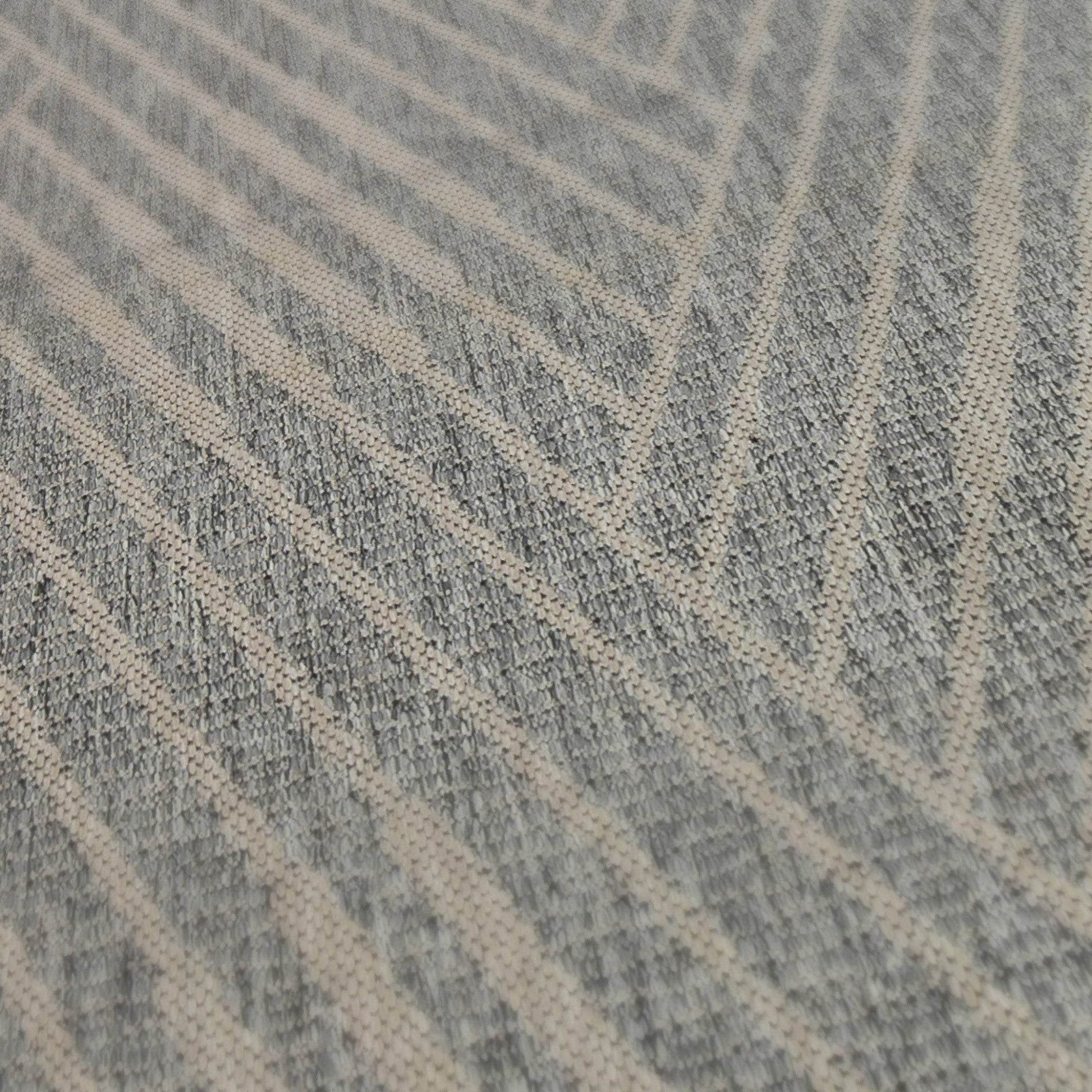 8' Runner Gray Geometric Stain Resistant Indoor Outdoor Runner Rug - Loft&Timber