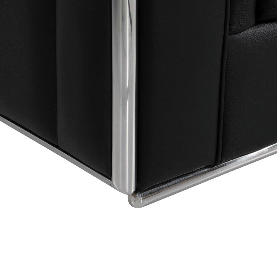 73" Black And Silver Metallic Top Grain Leather Loveseat - Loft&Timber