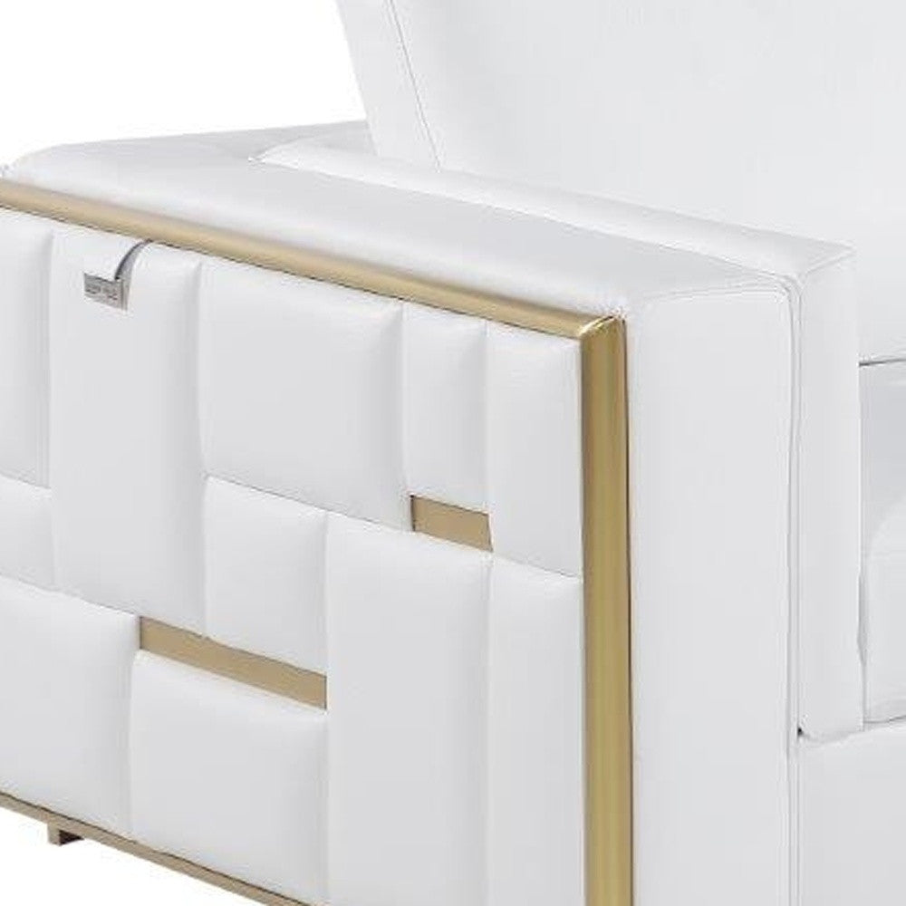 73" White And Silver Metallic Top Grain Leather Loveseat - Loft&Timber