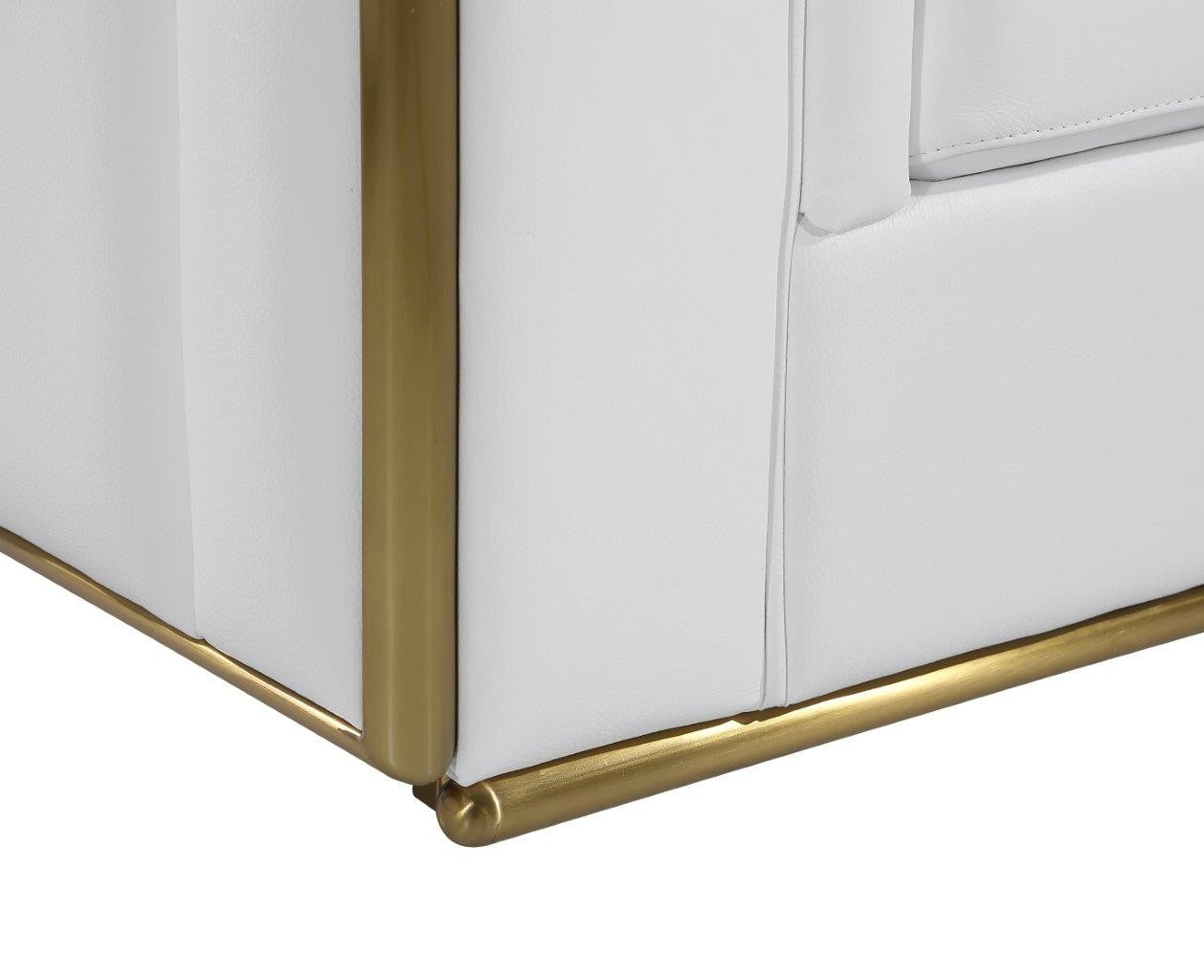 73" White And Silver Metallic Top Grain Leather Loveseat - Loft&Timber