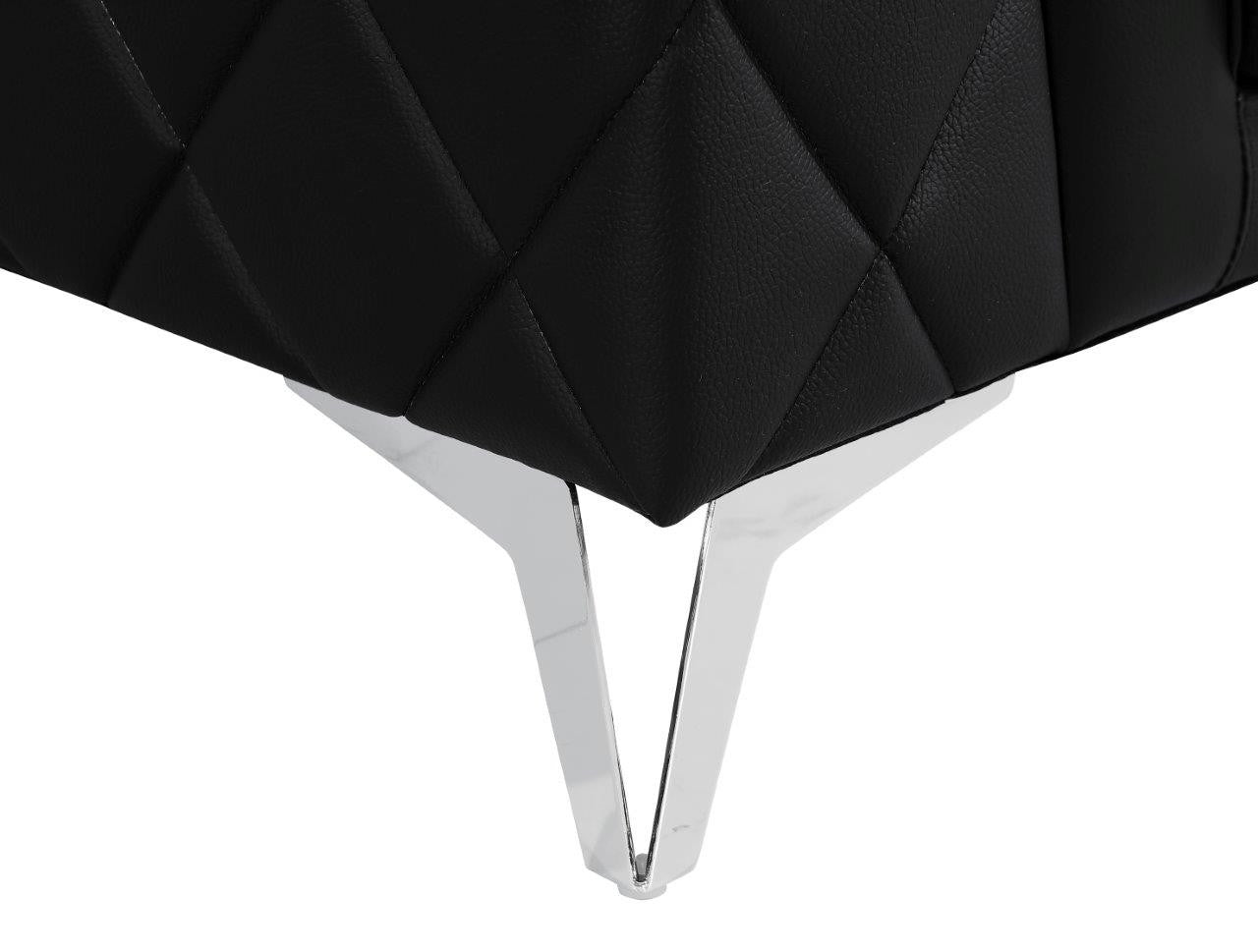 70" Black And Silver Metallic Top Grain Leather Loveseat - Loft&Timber