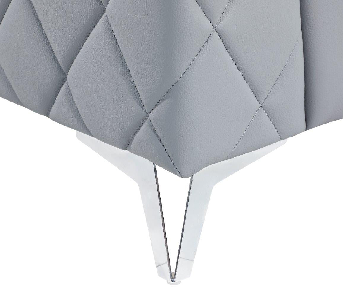 89" Light Blue Italian Leather Sofa With Silver Legs-7