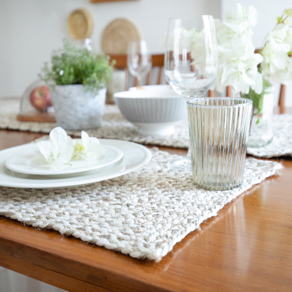 19" Set of Four Ivory And Natural Jute Placemats - Loft&Timber