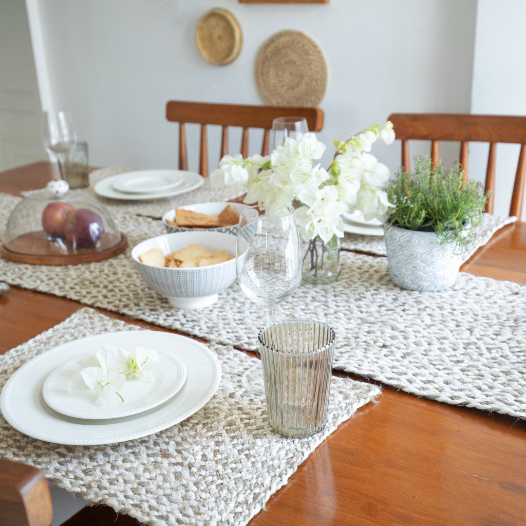 19" Set of Four Ivory And Natural Jute Placemats - Loft&Timber