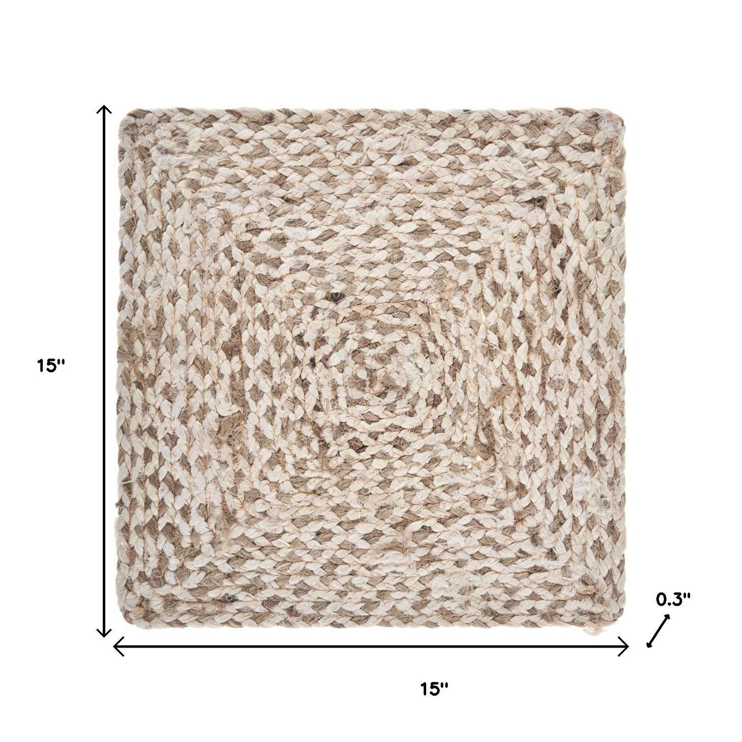 15" Set of Four Ivory And Natural Jute Square Placemats - Loft&Timber