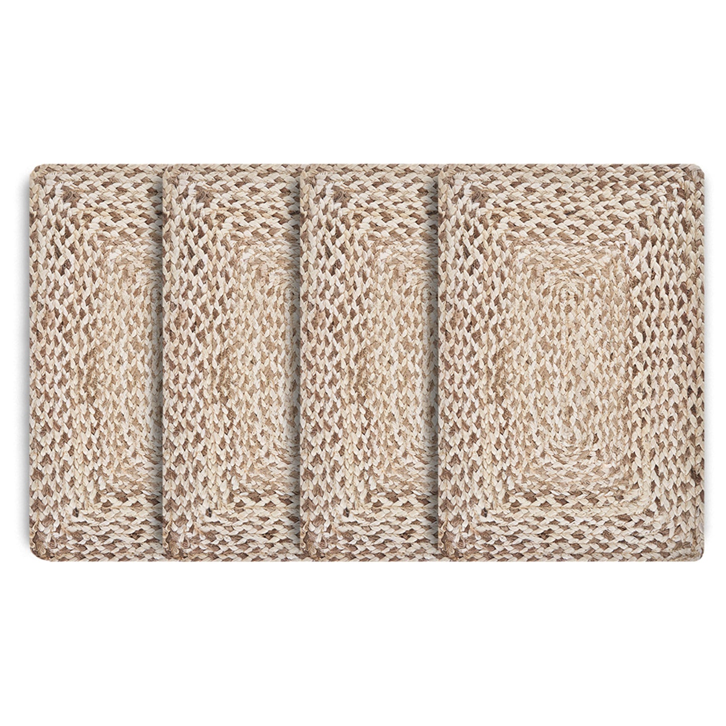 15" Set of Four Ivory And Natural Jute Square Placemats - Loft&Timber