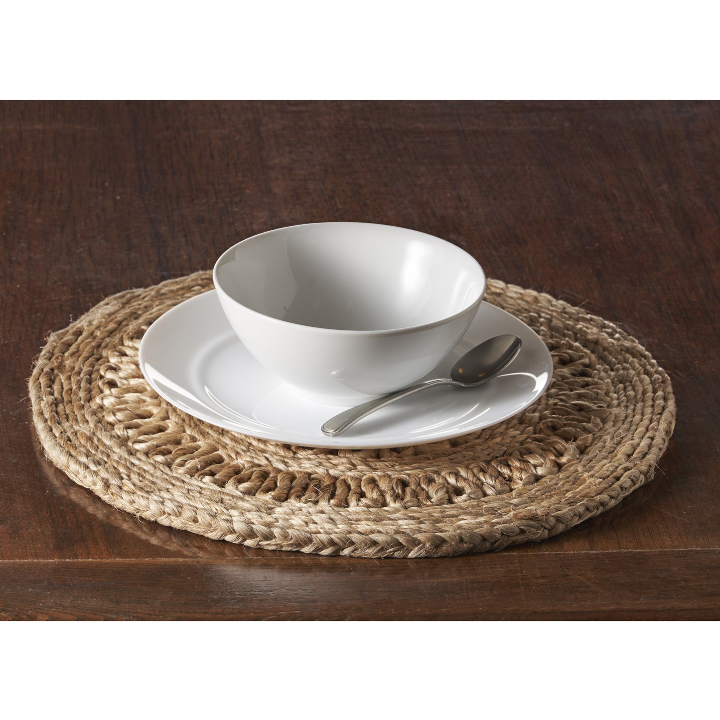 15" Set of Two Natural Braided Jute Round Placemats - Loft&Timber