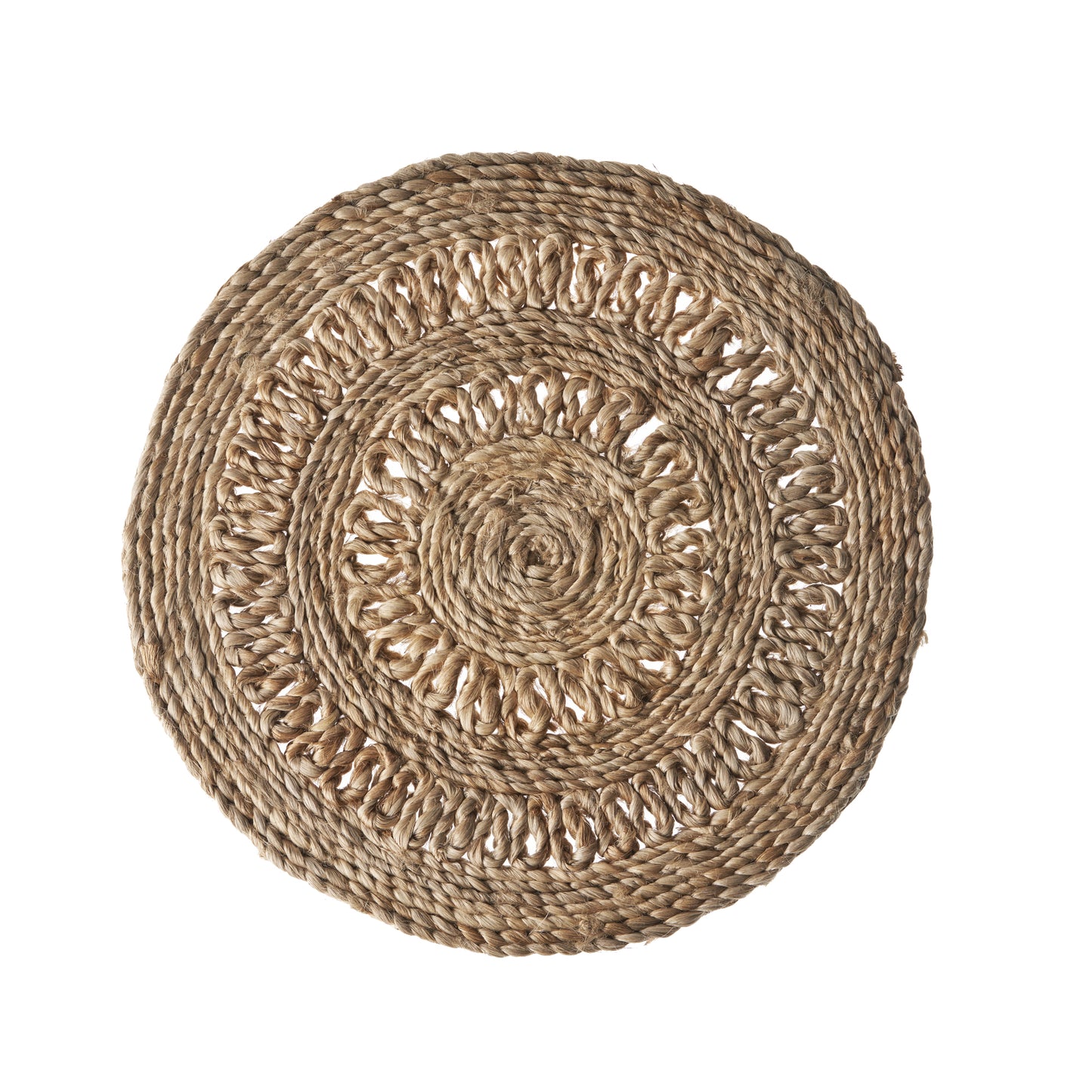 15" Set of Two Natural Braided Jute Round Placemats - Loft&Timber