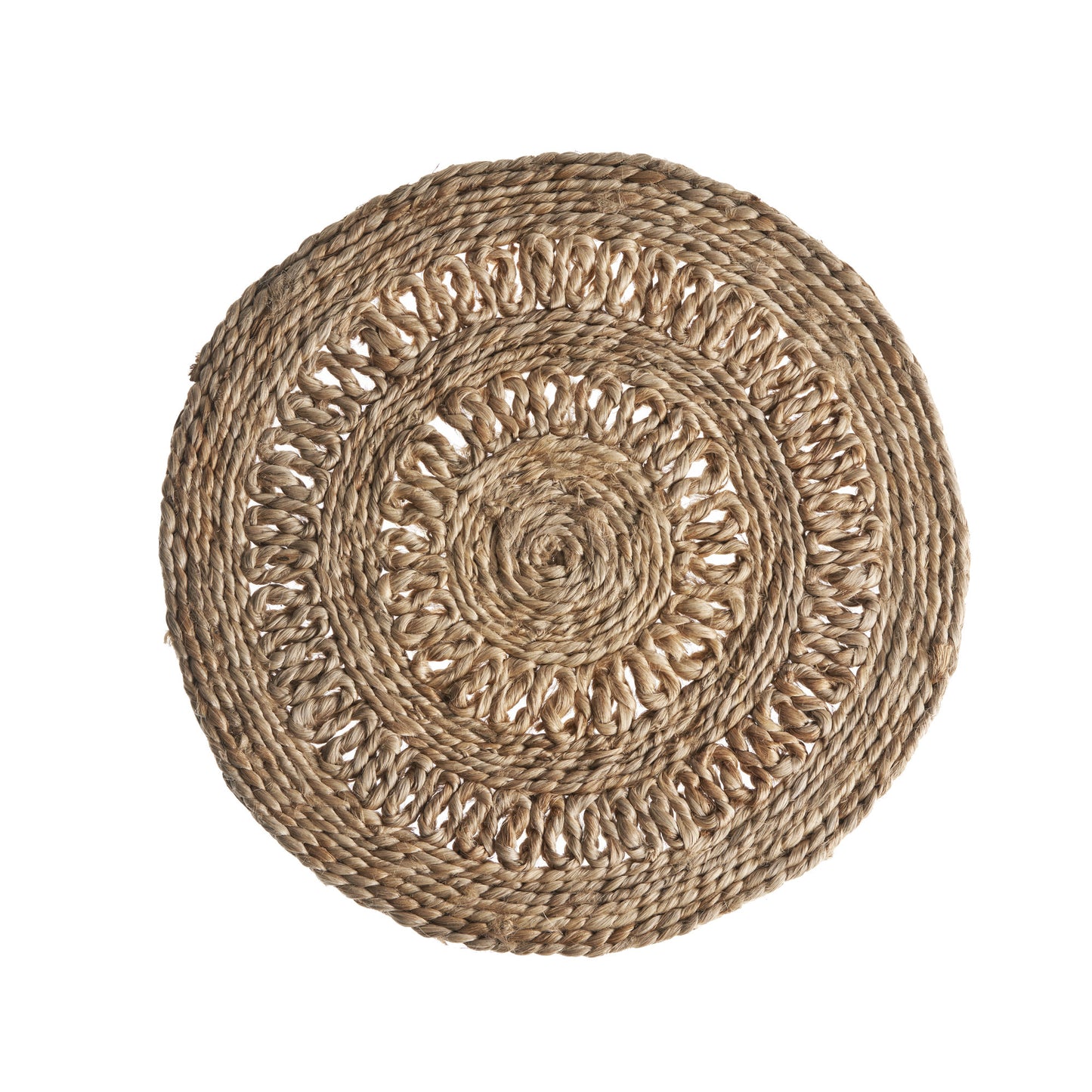 15" Set of Two Natural Braided Jute Round Placemats - Loft&Timber