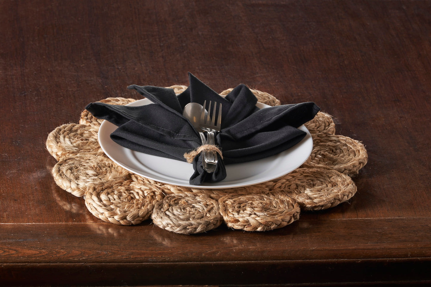 15" Set of Two Natural Braided Jute Scalloped Placemats - Loft&Timber