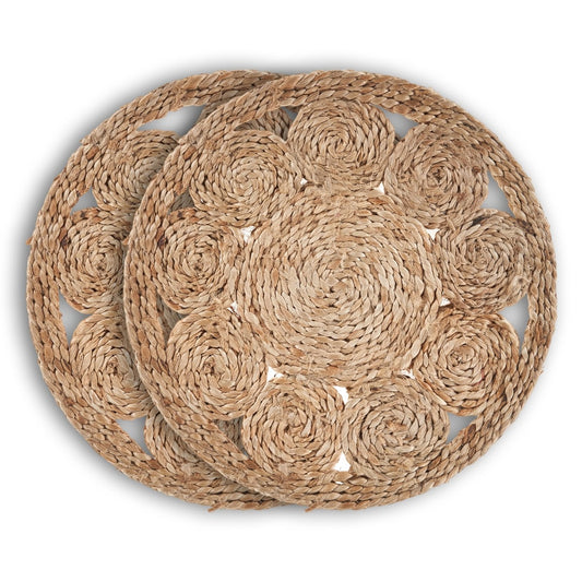 15" Set of Two Natural Braided Jute Round Placemats - Loft&Timber