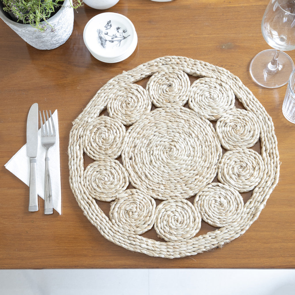 15" Set of Two Natural Braided Jute Round Placemats - Loft&Timber
