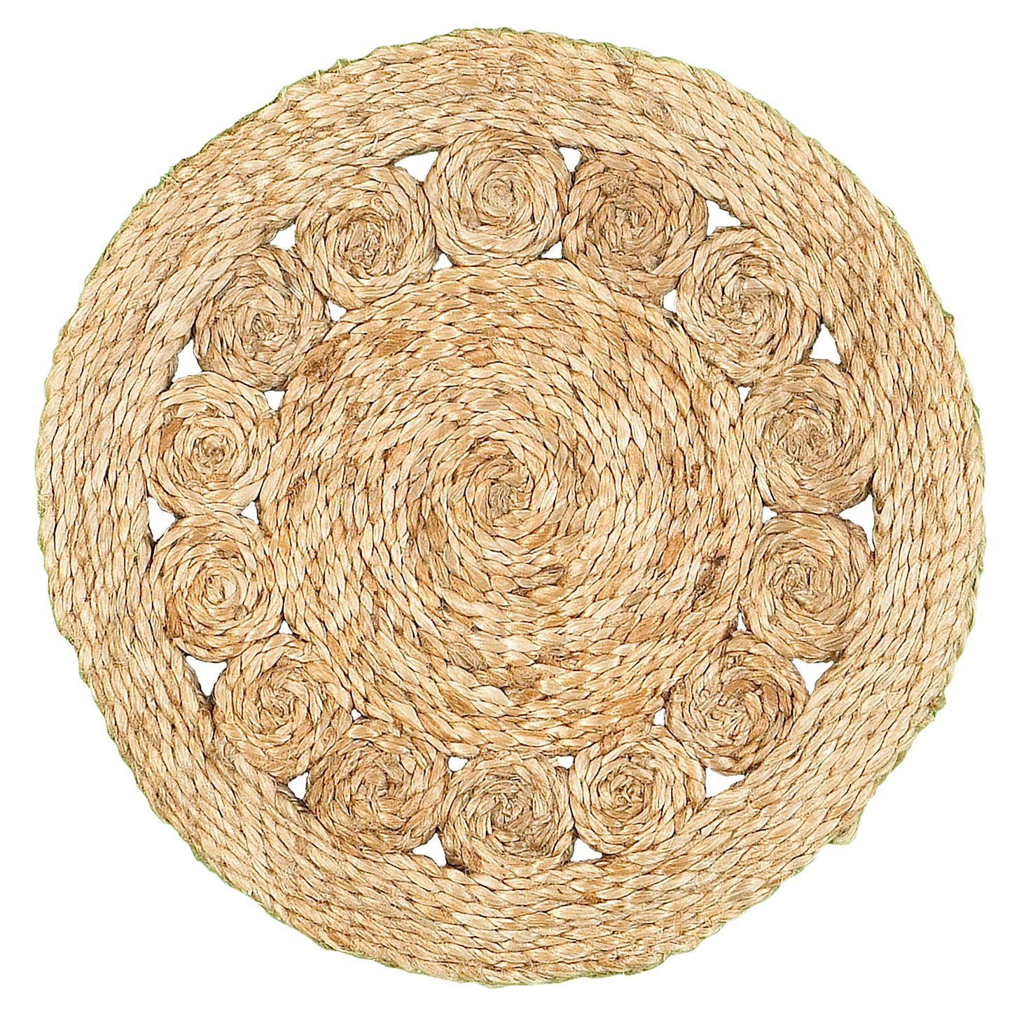 15" Set of Two Natural Braided Jute Round Placemats - Loft&Timber