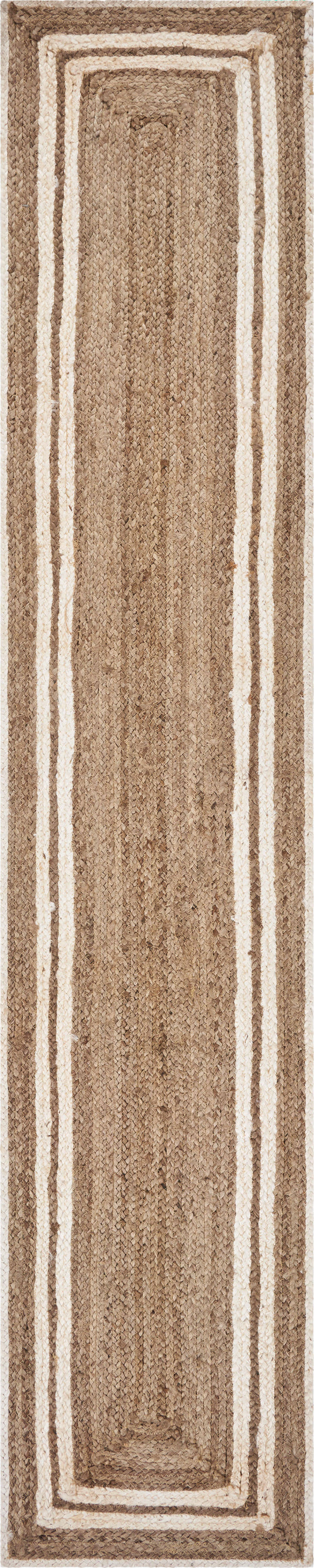 80" Natural And Cream Geometric Bordered Jute Table Runner-1