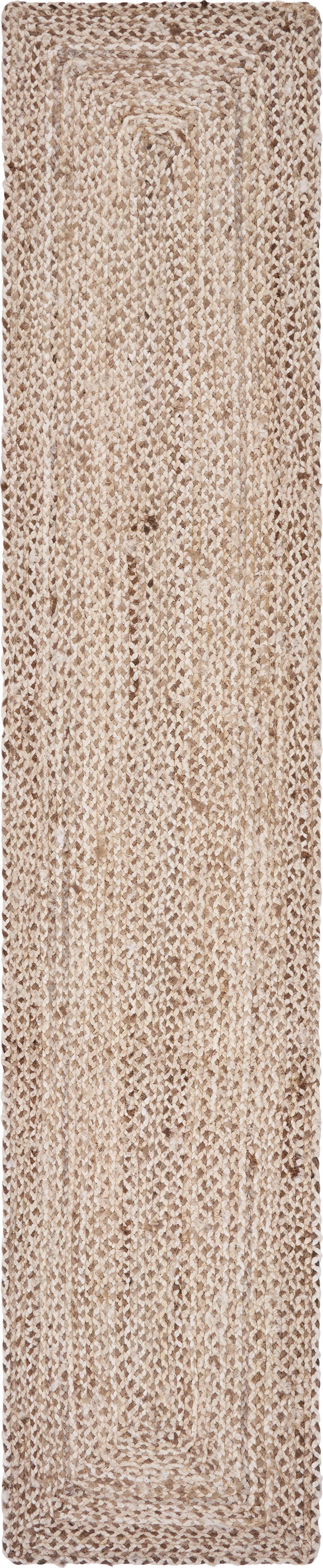 80" Brown Ivory And Natural Braided Jute Table Runner - Loft&Timber