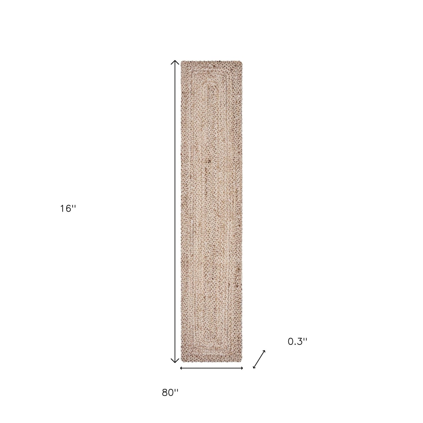 80" Brown Ivory And Natural Braided Jute Table Runner - Loft&Timber