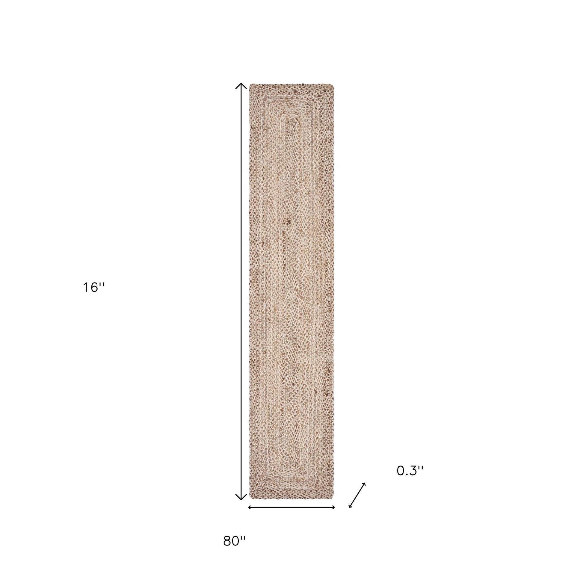 80" Brown Ivory And Natural Braided Jute Table Runner - Loft&Timber