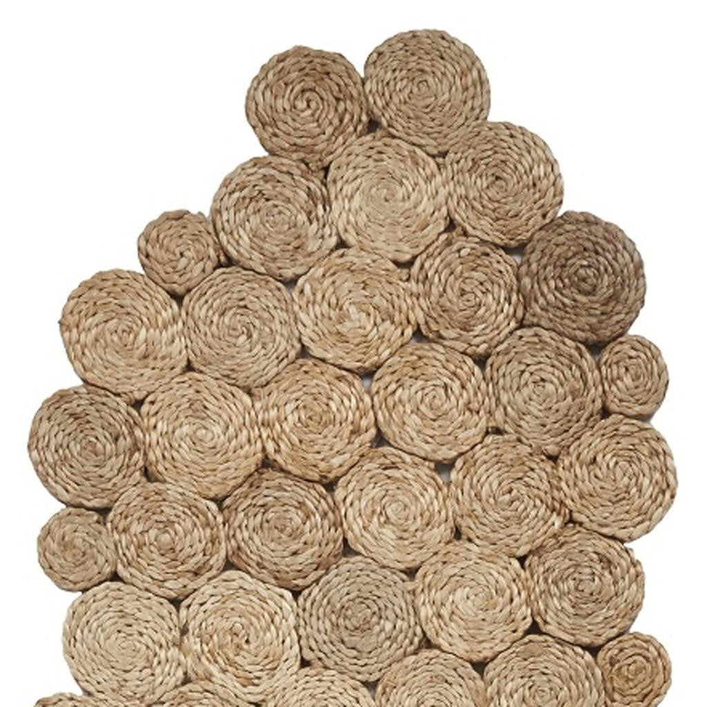80" Natural Geometric Circles Scalloped Shape Jute Table Runner - Loft&Timber